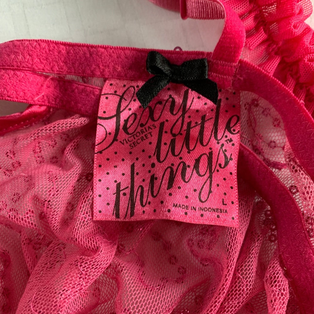 Victoria’s Secret Sexy Little Things Pink Negligee, Size Large, Sequins and Bows - Picture 7 of 8